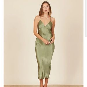 Park and Fifth Davenport Dress in Olive Satin XS Like New!
